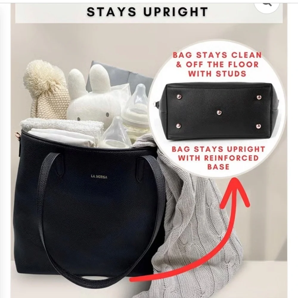 Black La Morsa Diaper Bag w/changing Pad NWOTs